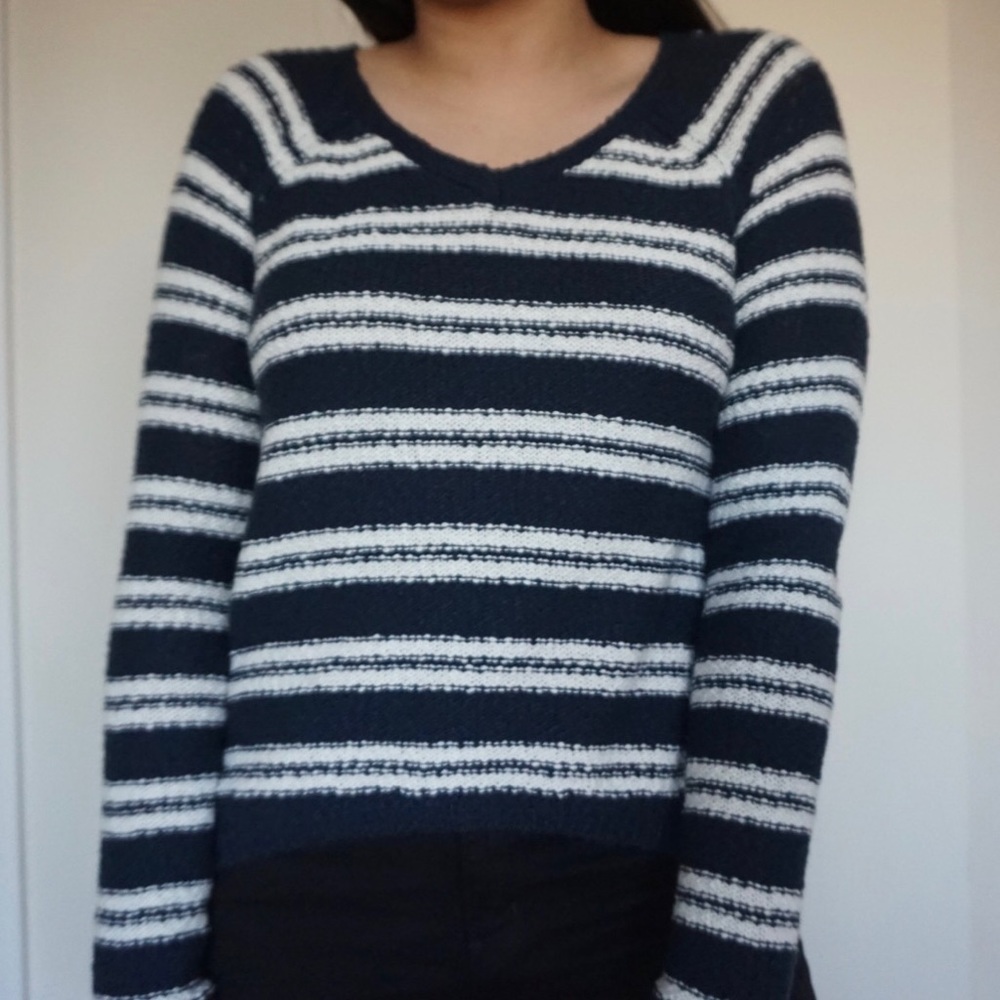 Hollister Striped Lace-Up Sweater